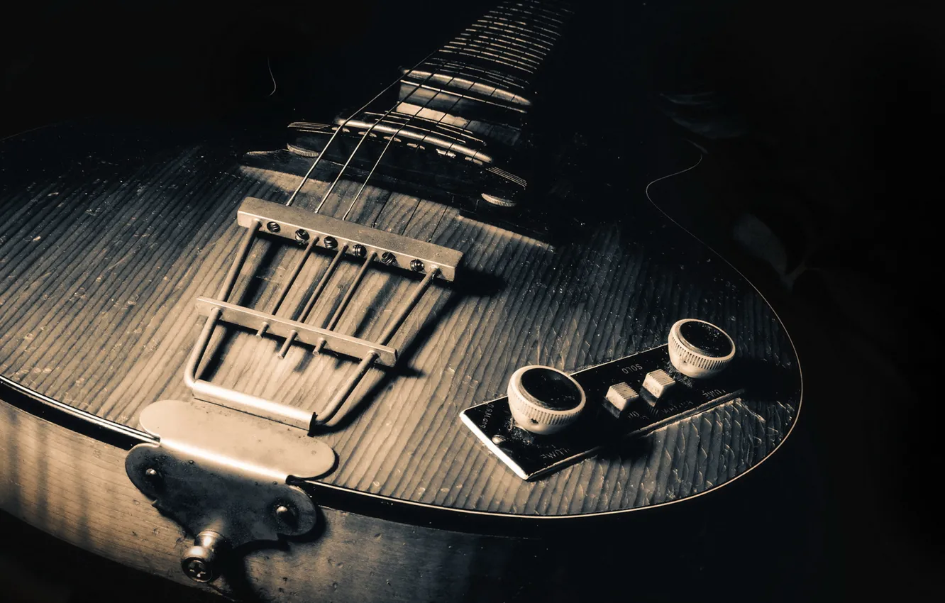 Photo wallpaper macro, music, guitar