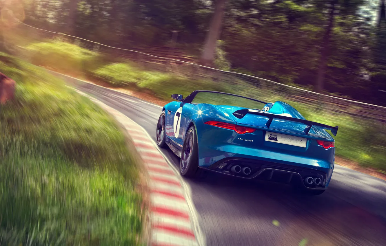 Photo wallpaper car, Concept, Jaguar, supercar, road, auto, blue, speed