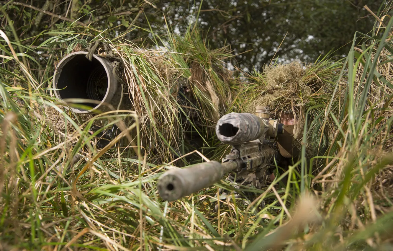 Photo wallpaper sniper, camouflage, rifle, partner