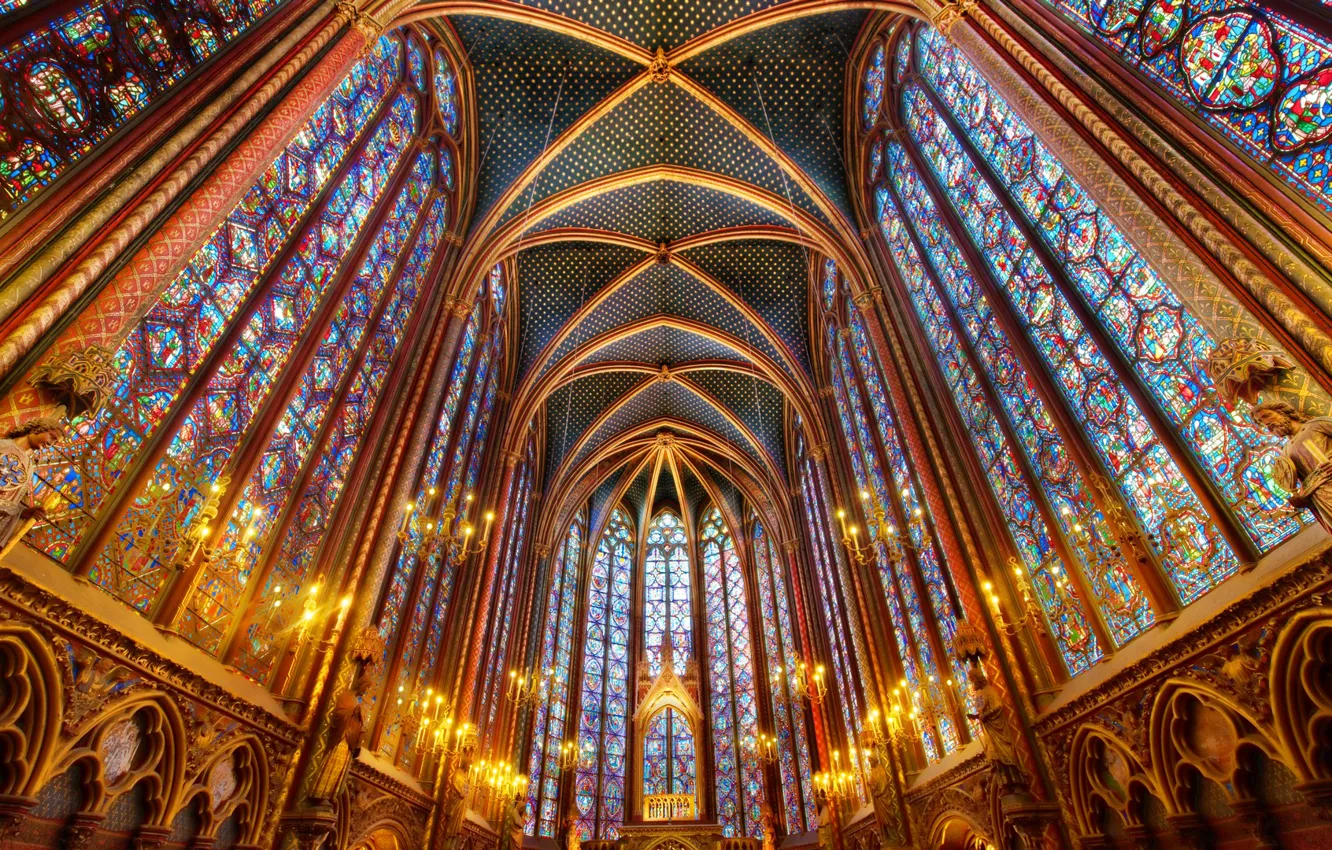 Photo wallpaper hdr, Church, Cathedral, stained glass, religion