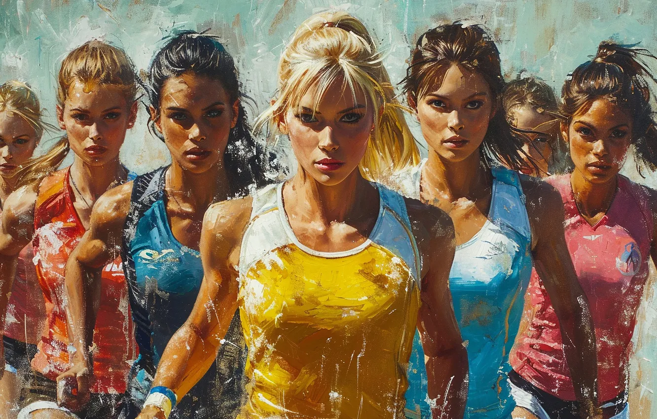Photo wallpaper girl, sport, group
