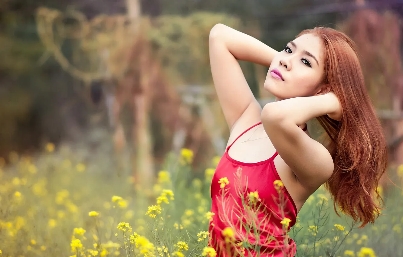 Photo wallpaper look, girl, Asian