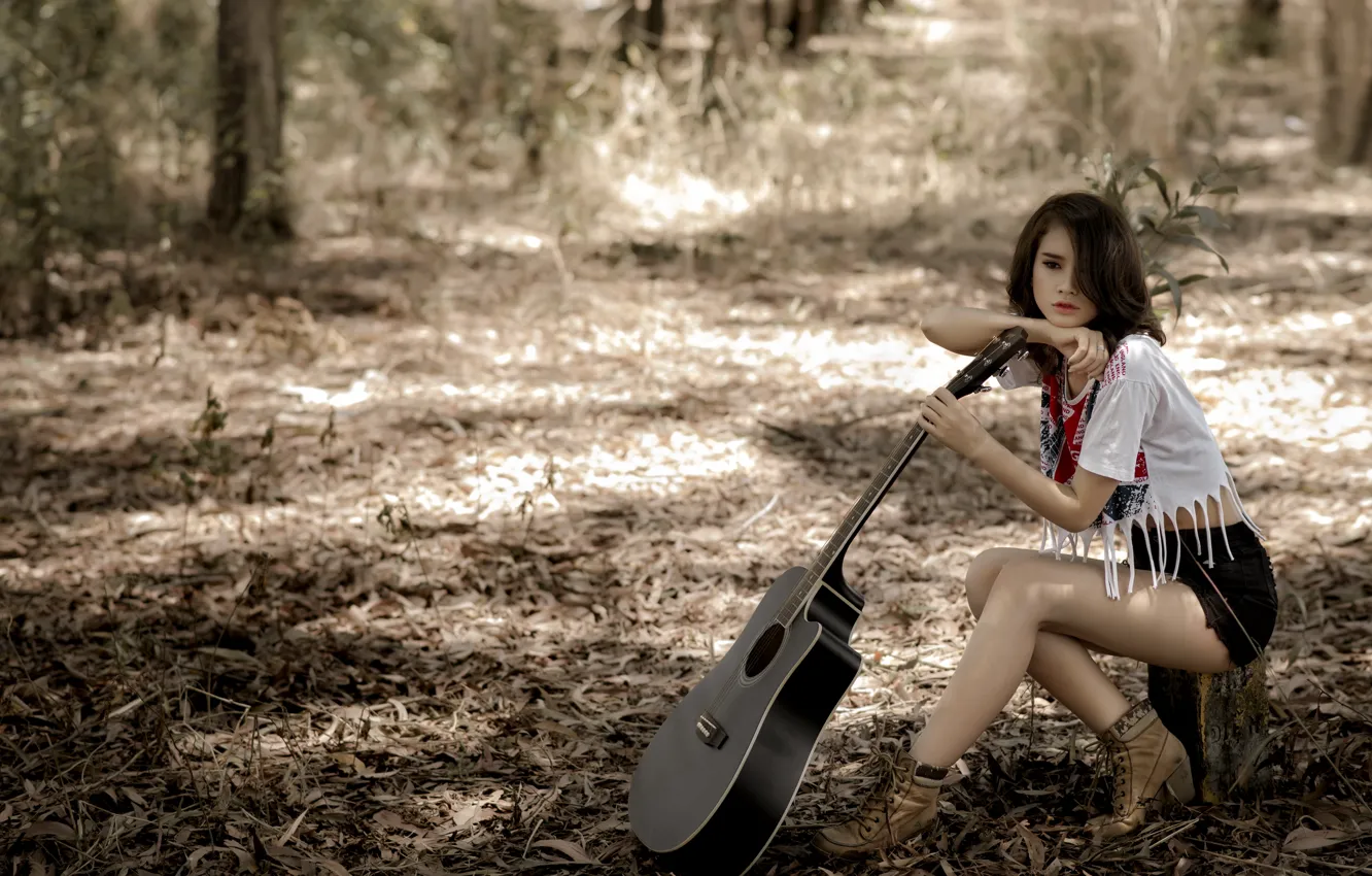 Photo wallpaper girl, music, guitar