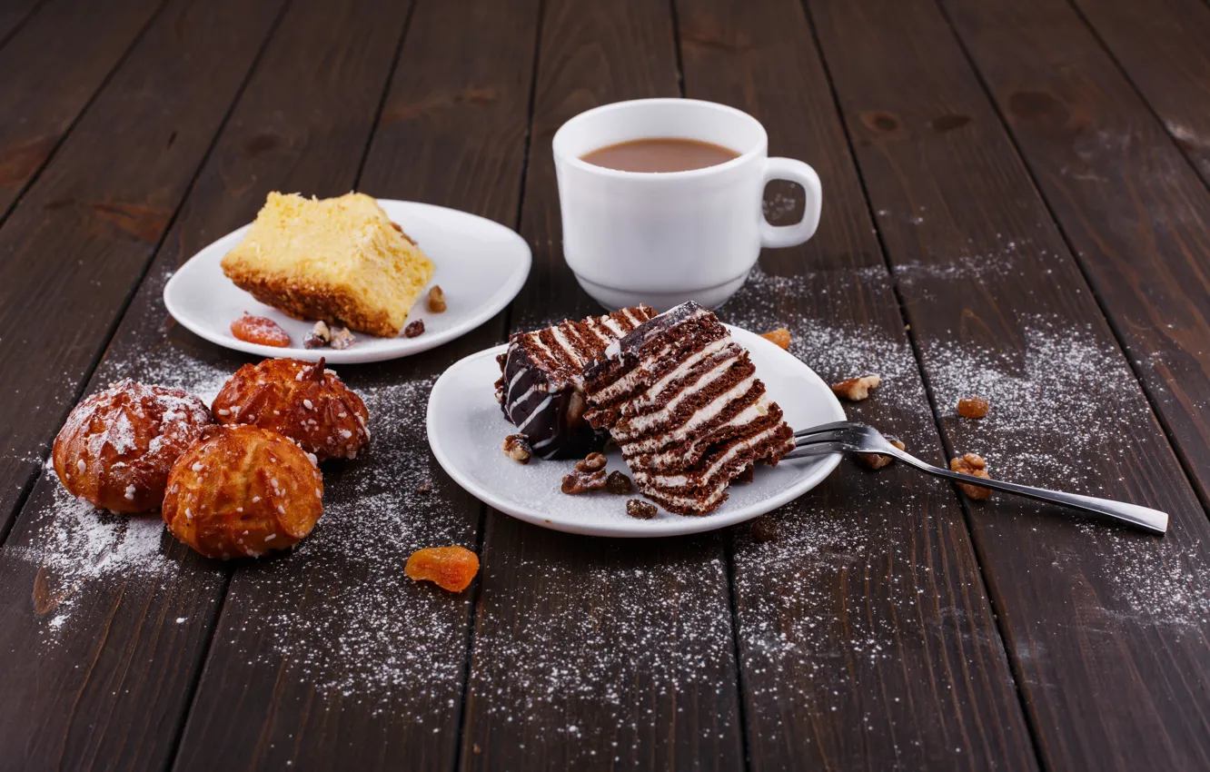 Photo wallpaper coffee, food, cake, cream, cakes, cupcakes, chocolate cake