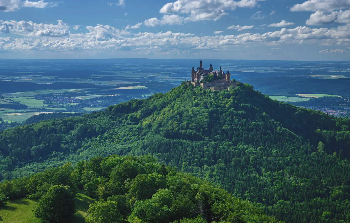 Photo wallpaper forest, castle, Germany, hill, Hohenzollern, Hohenzollern