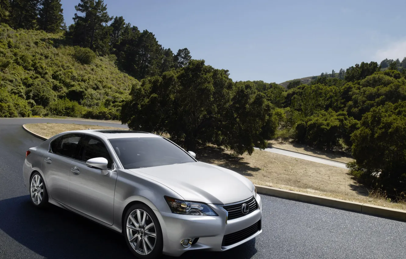 Photo wallpaper road, mountains, Lexus, sedan, Lexus, 350