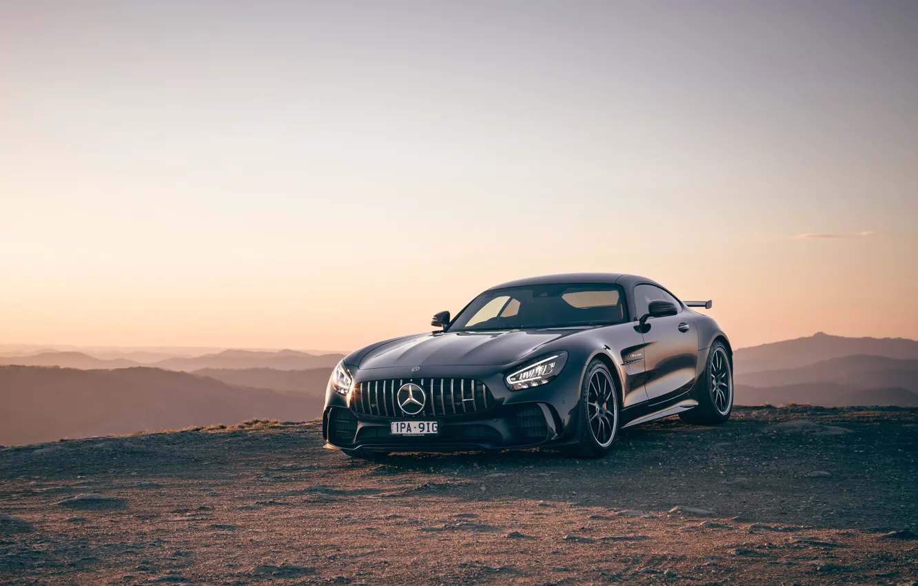 Photo wallpaper sunset, Mercedes-Benz, the evening, AMG, AU-spec, GT R, 2019