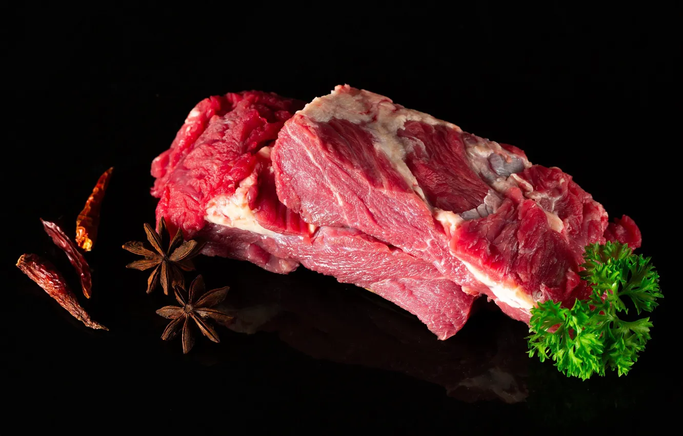 Photo wallpaper meat, spices, raw meat