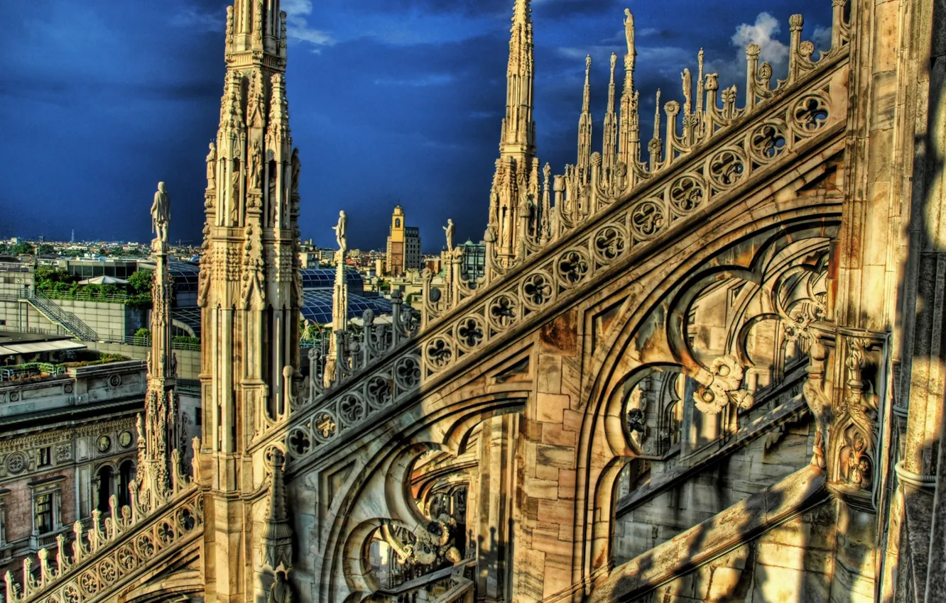 Photo wallpaper Italy, panorama, Milan, Milan Cathedral