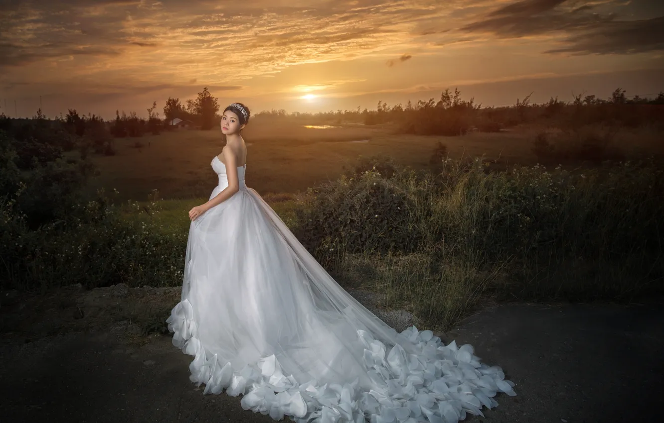 Photo wallpaper Nature, Dress, Holiday, The bride, Outfit
