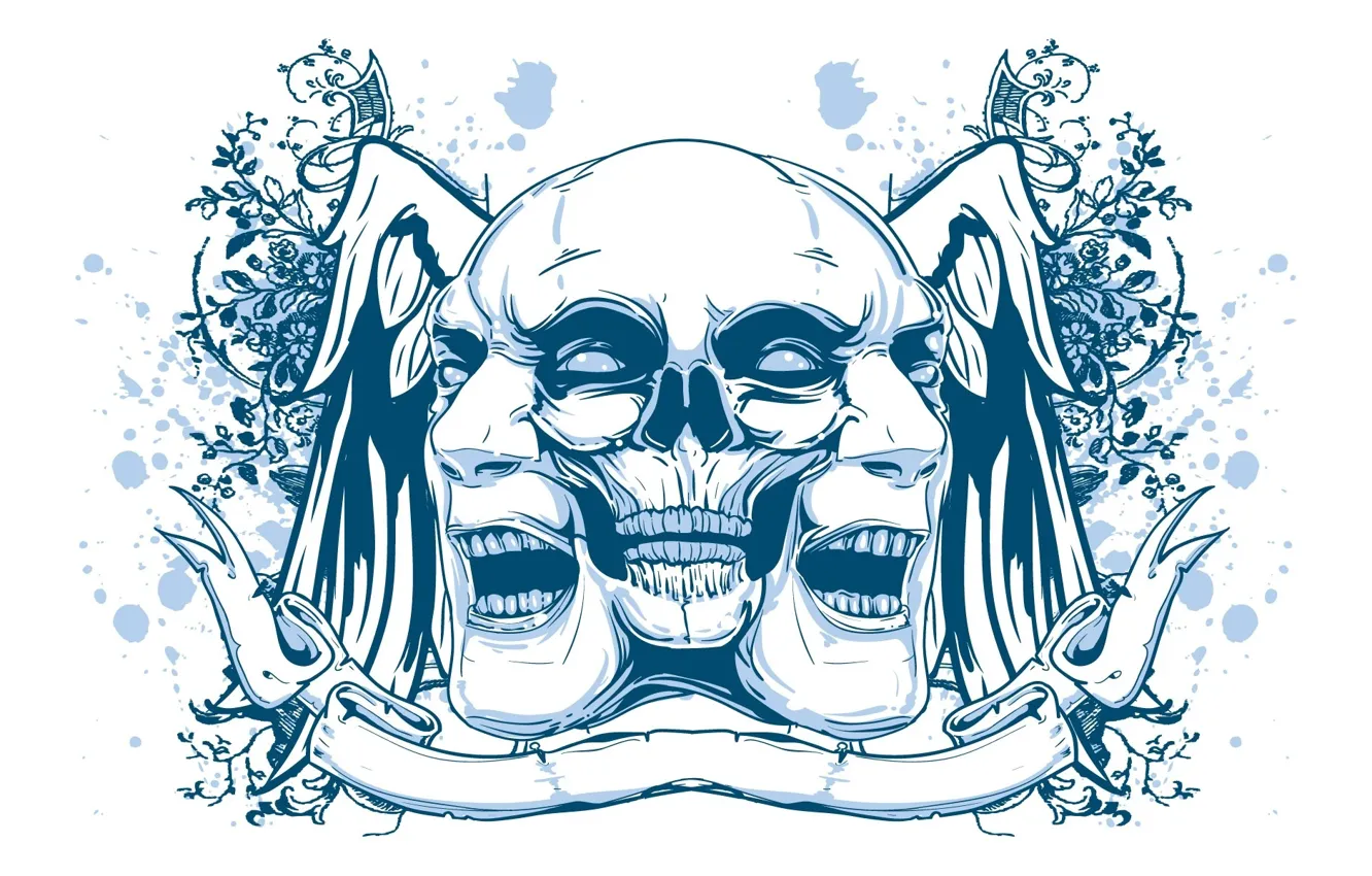 Photo wallpaper Minimalism, Skull, Psychedelic, White, Face