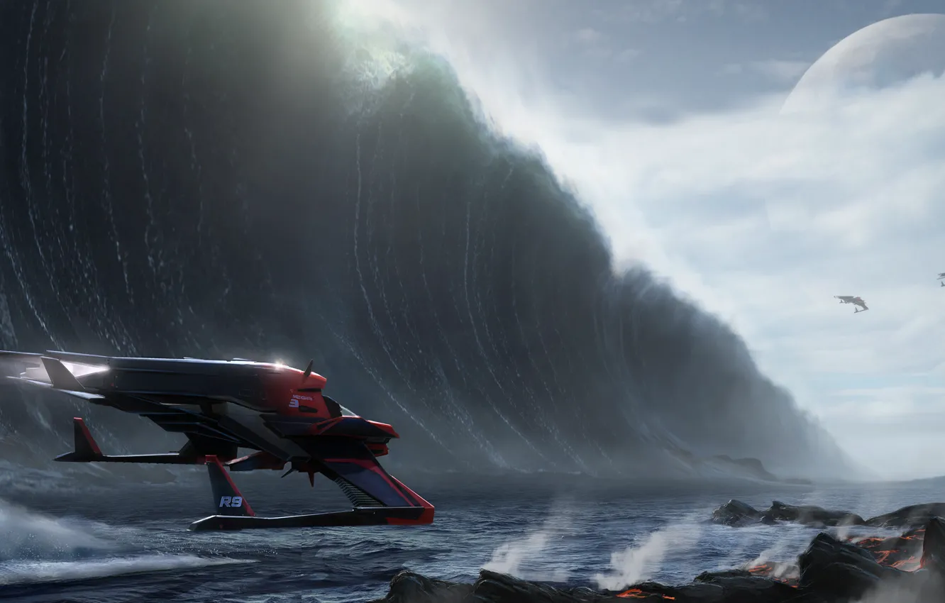 Photo wallpaper wave, the ocean, Star Citizen, System Helios, Helios System