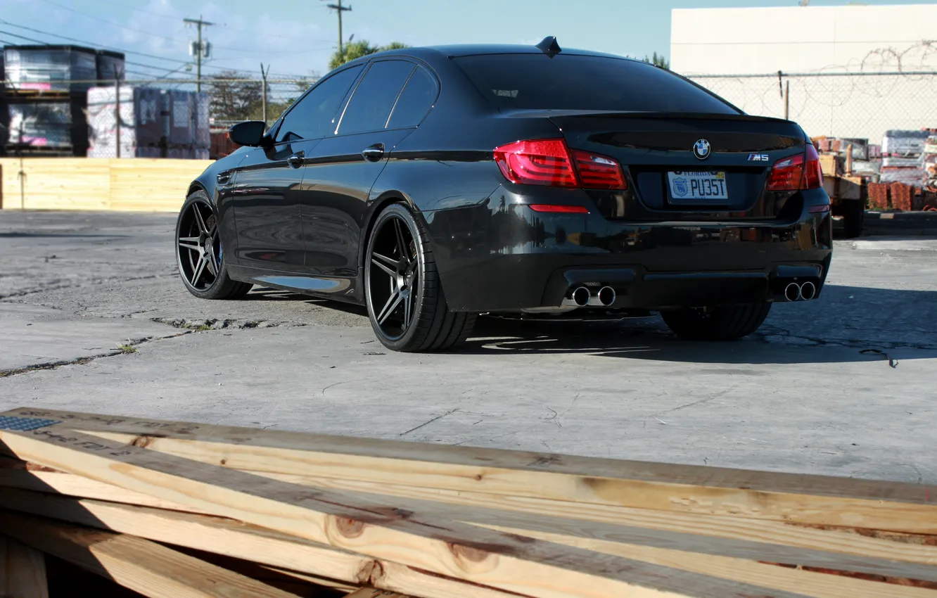 Photo wallpaper the sky, reflection, black, Board, BMW, shadow, BMW, the fence
