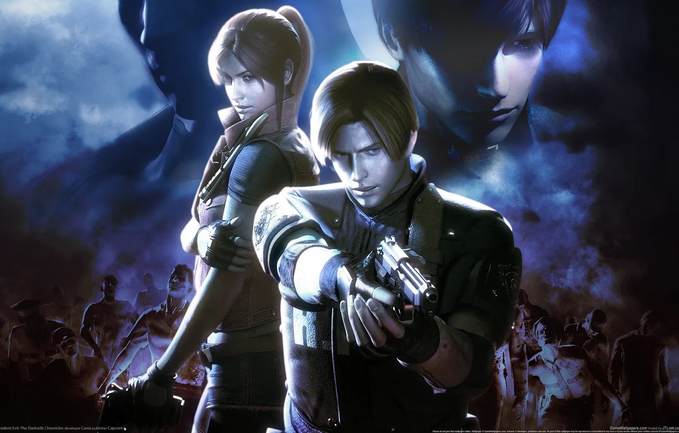 Photo wallpaper Resident Evil, Leon Scott Kennedy, Claire Redfield, the darkside chronicles