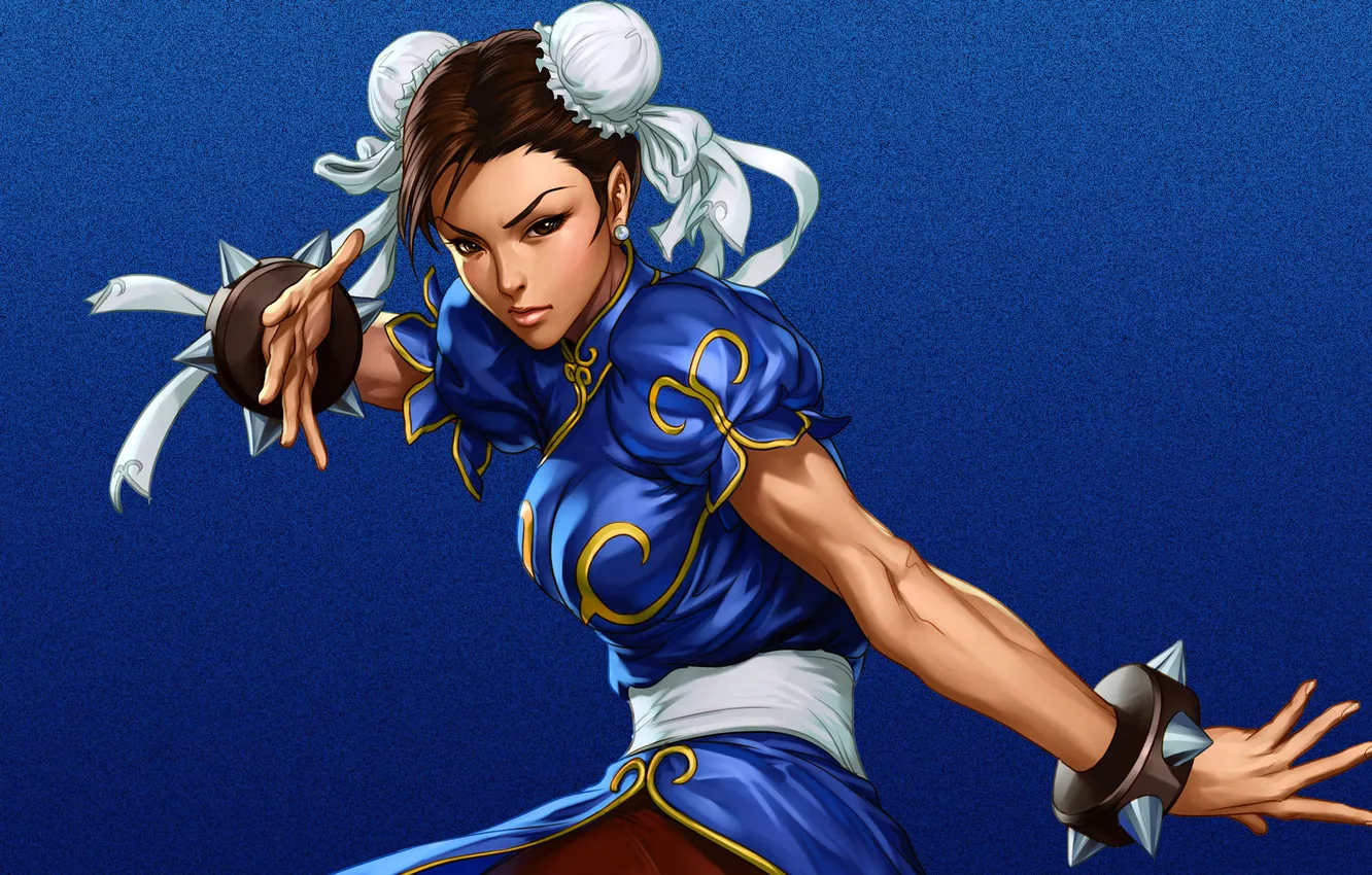 Photo wallpaper girl, blue, street fighter, Street Fighter, Chun li