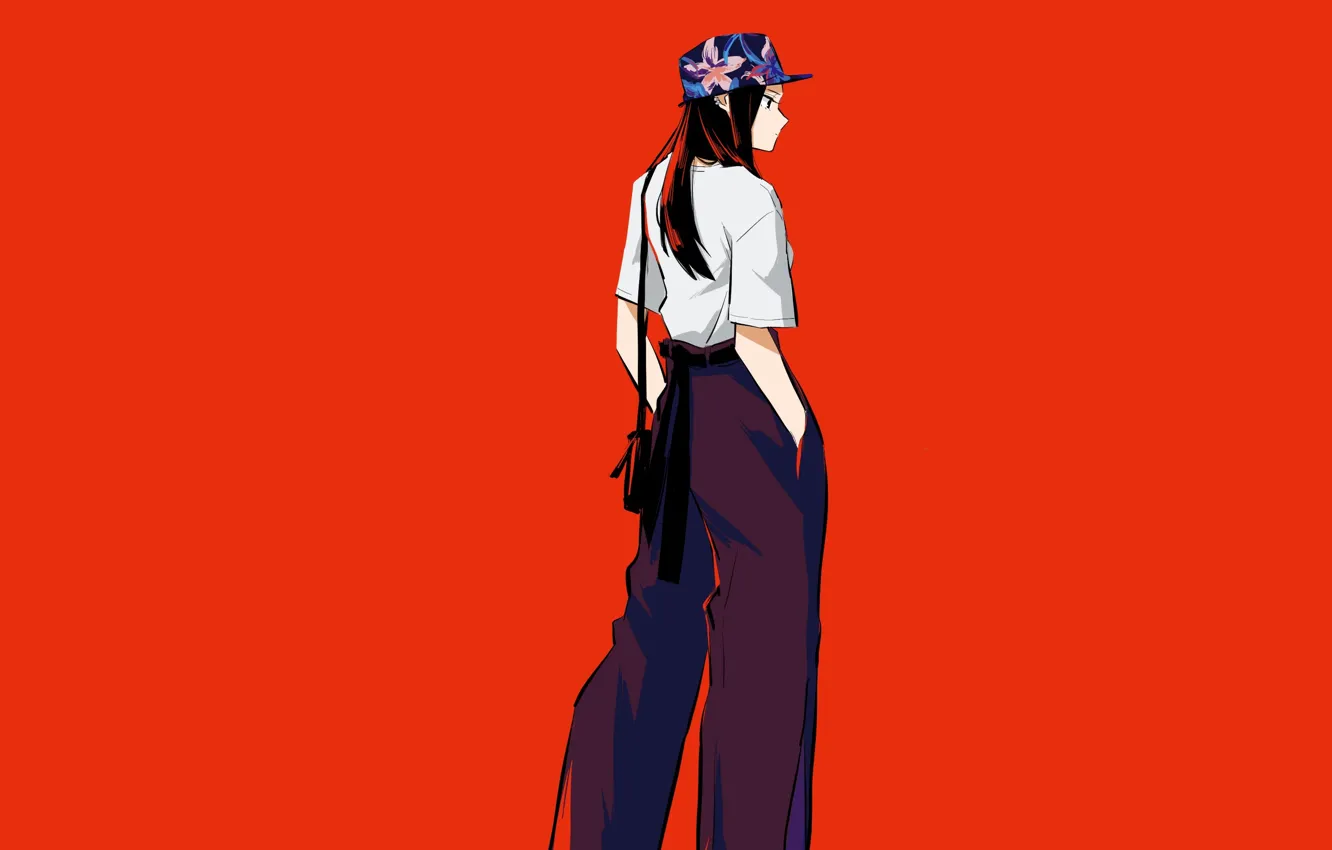 Photo wallpaper girl, cap, red background, Boku no Hero Academy, My hero Academy, Presence Of Momo