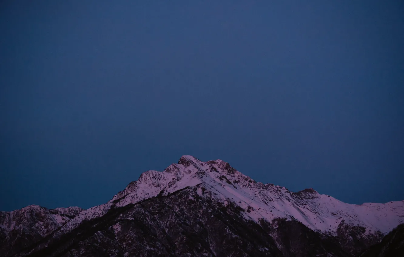 Photo wallpaper winter, the sky, snow, mountains, nature, rocks, the evening, twilight