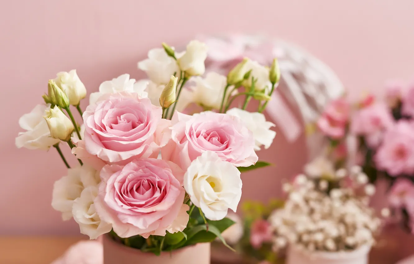 Photo wallpaper flowers, roses, bouquet