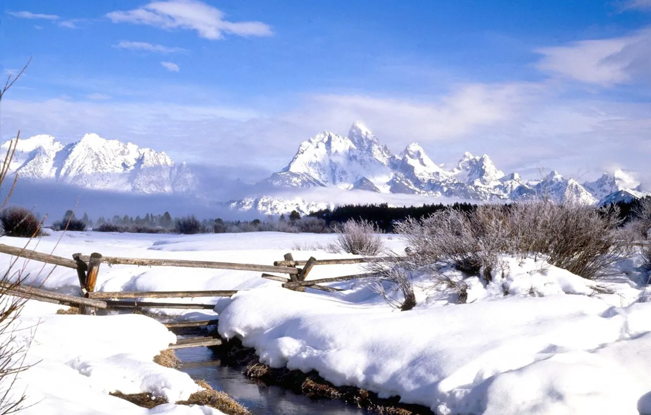 Photo wallpaper USA, winter, cold, wyoming in winter