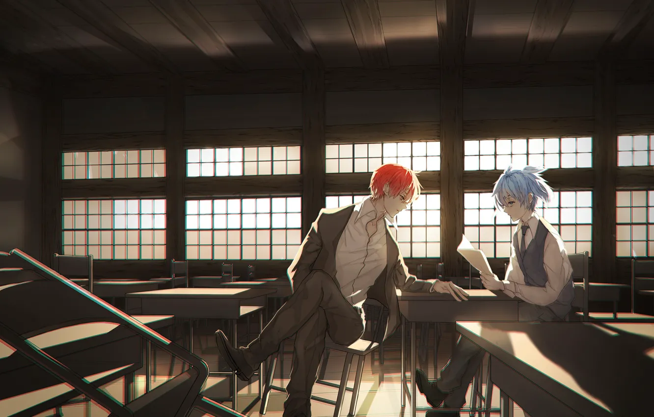 Photo wallpaper anime, art, class, guy, two, Ansatsu Kyoushitsu, Nagisa, Akabane Mixed