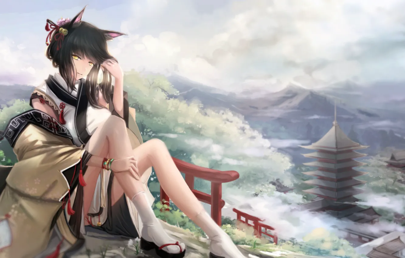 Photo wallpaper girl, ears, anime, art, kikivi