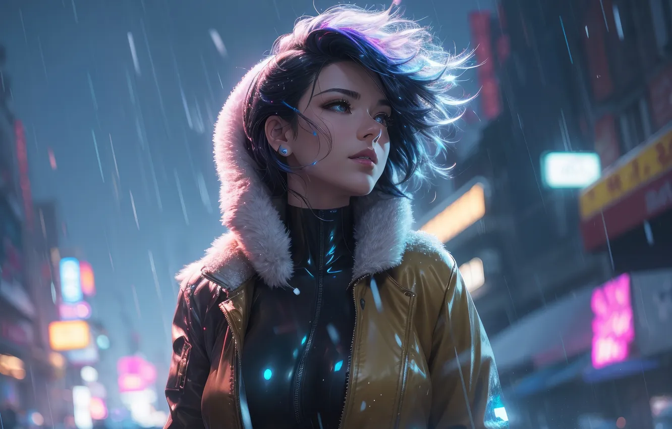 Photo wallpaper girl, anime, winter, chill