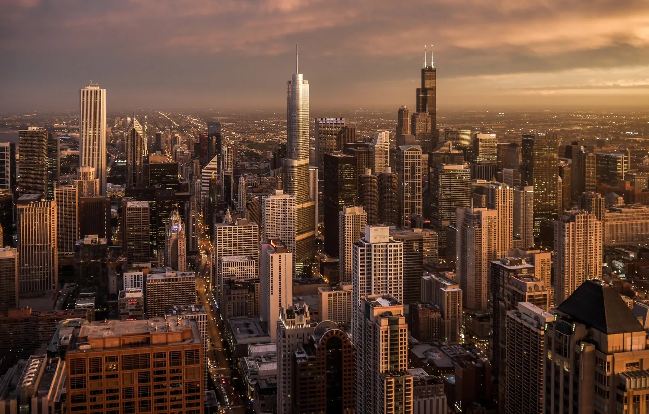 Photo wallpaper skyscrapers, Chicago, USA, megapolis