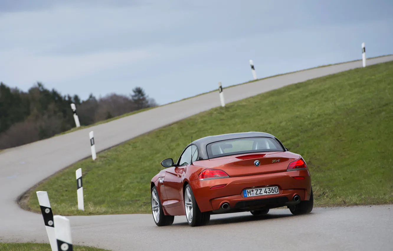 Photo wallpaper road, BMW, back, Roadster, 2013, E89, BMW Z4, Z4