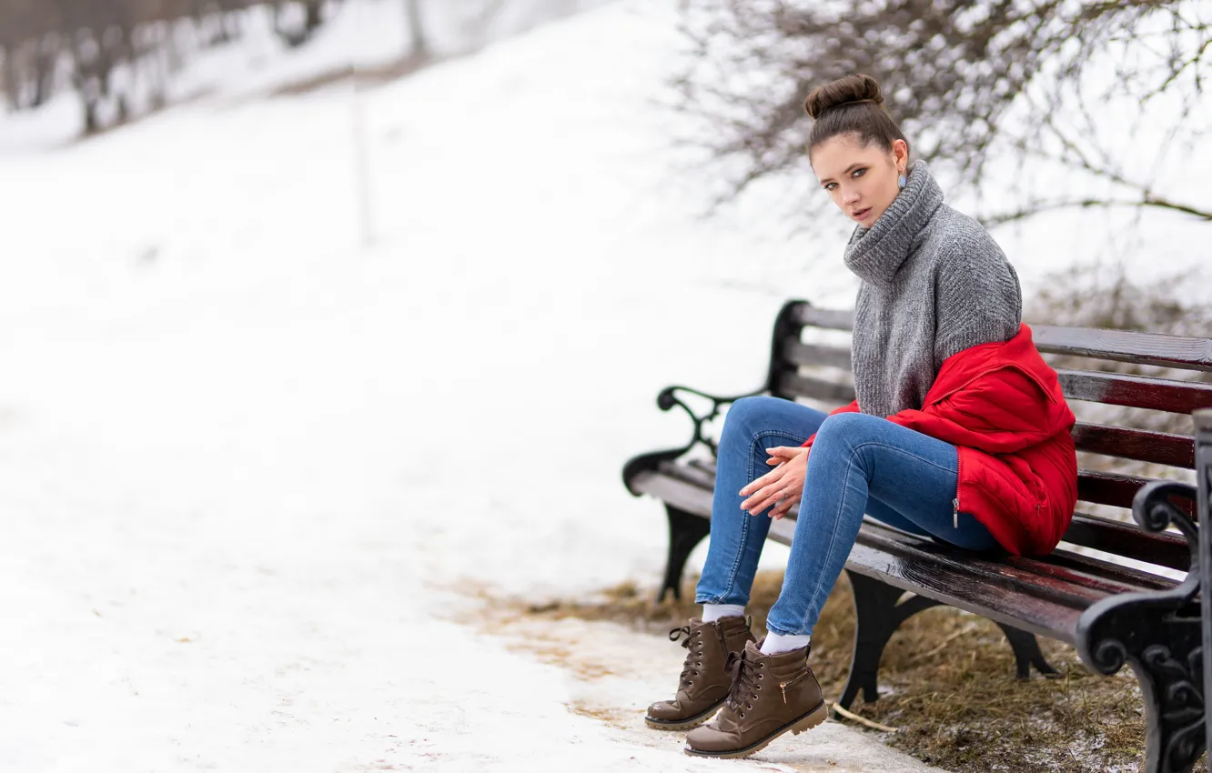 Photo wallpaper jeans, shoes, jacket, sweater, Disha Shemetova, Ilya Pistols