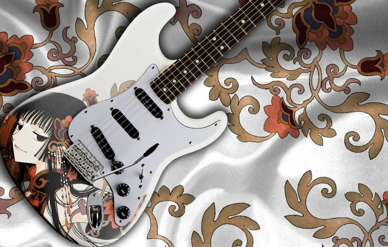 Photo wallpaper girl, figure, guitar, anime