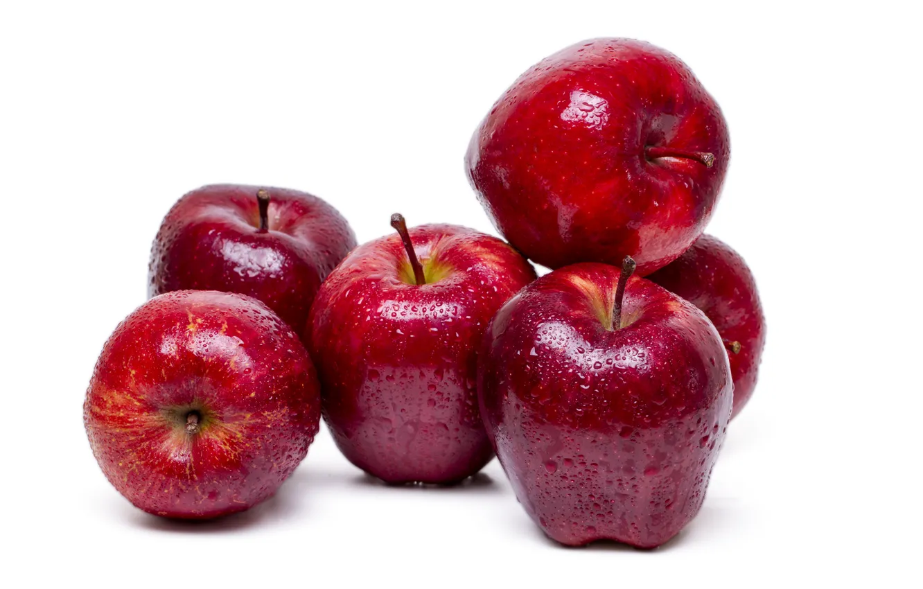 Photo wallpaper apples, white background, fruit