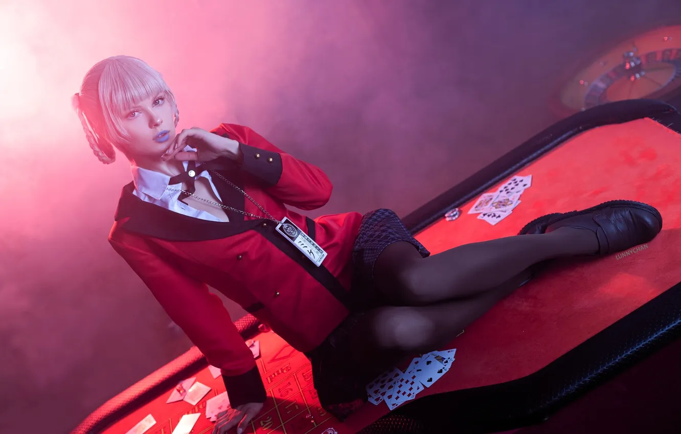 Photo wallpaper girl, table, map, blonde, outfit, image, tights, jacket