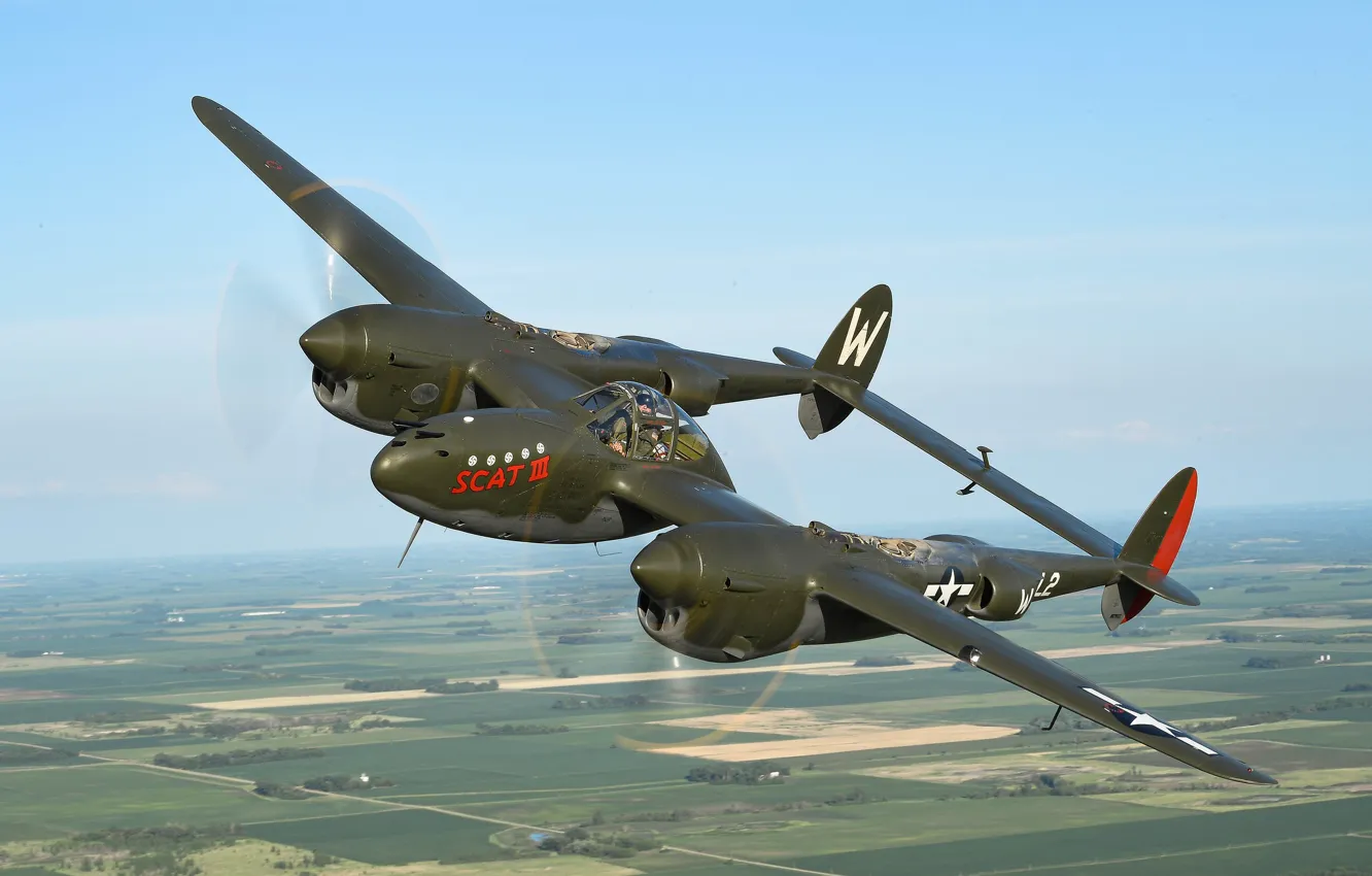 Photo wallpaper flight, fighter, Lightning, P-38