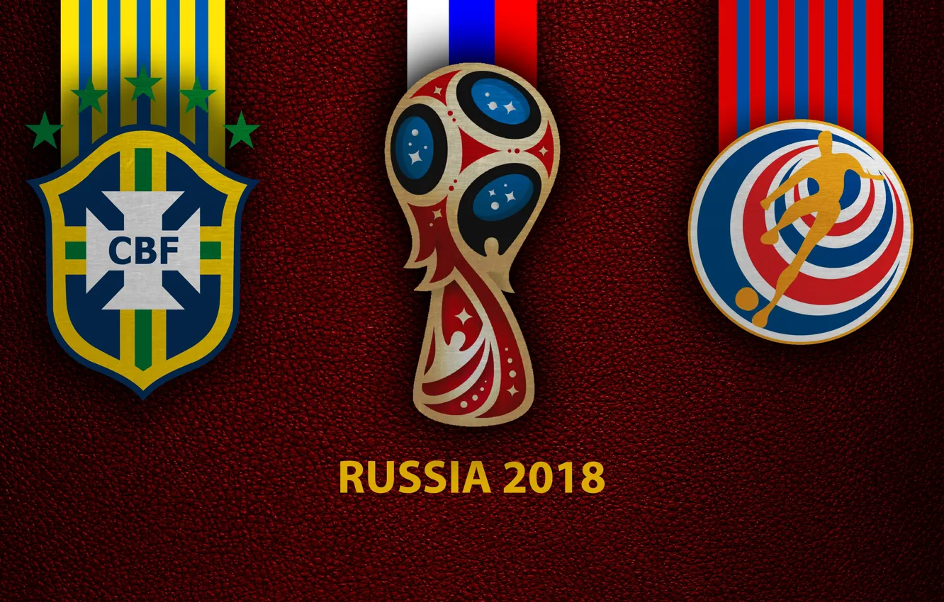 Photo wallpaper wallpaper, sport, logo, football, FIFA World Cup, Russia 2018, Brazil vs Costa Rica