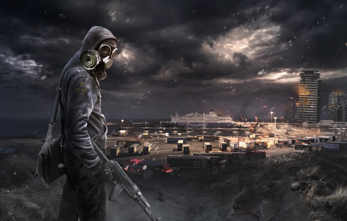 Photo wallpaper people, building, Stalker, postapokalipsis, pustosh, Nuclear Winter