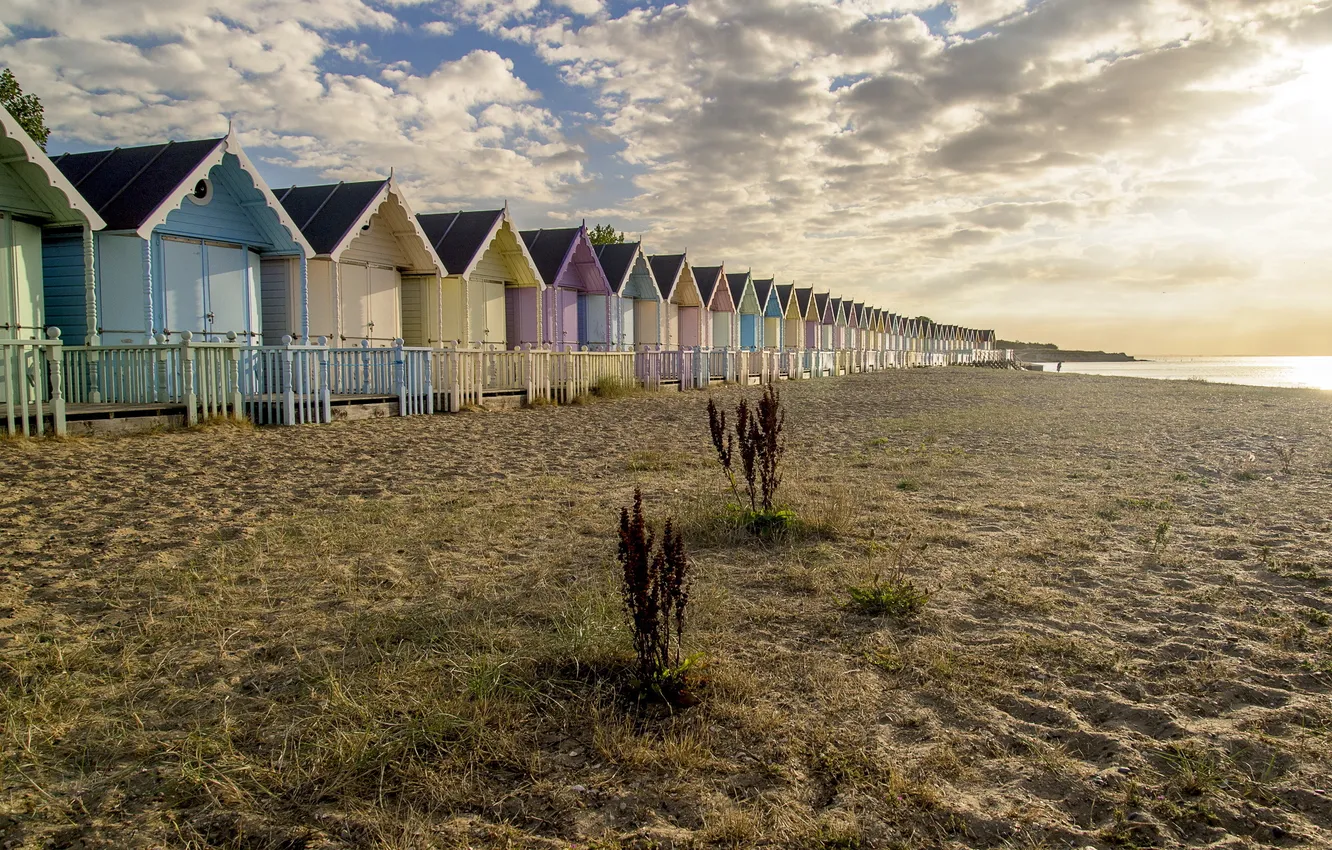 Photo wallpaper beach, landscape, houses