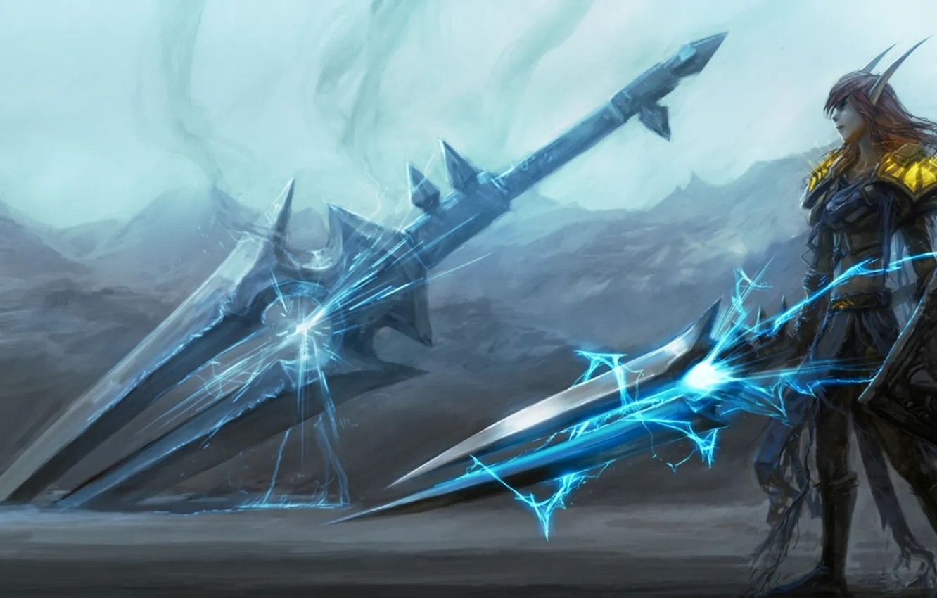 Photo wallpaper energy, sword, armor, World of Warcraft, elf, wow