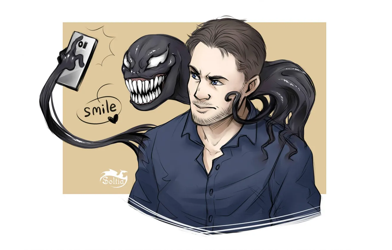 Photo wallpaper smile, Venom, Venom, selfie, Eddie Brock, by soltia