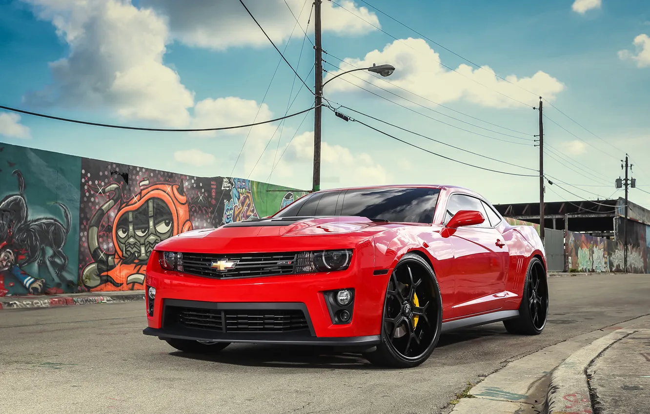 Photo wallpaper lights, Chevrolet, Camaro, with, and, ZL1, Forgiato, lowered