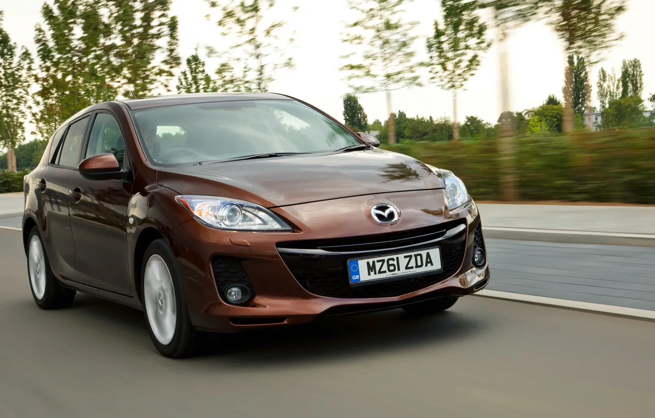 Photo wallpaper auto, speed, Mazda, brown, Sport, hatchback