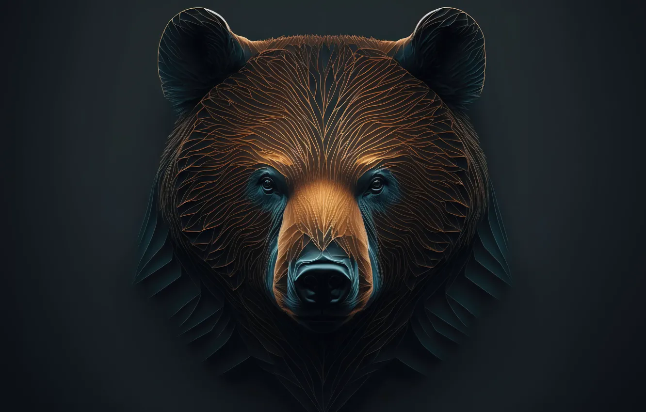 Photo wallpaper animal, minimalism, head, bear, digital art, artificial intelligence