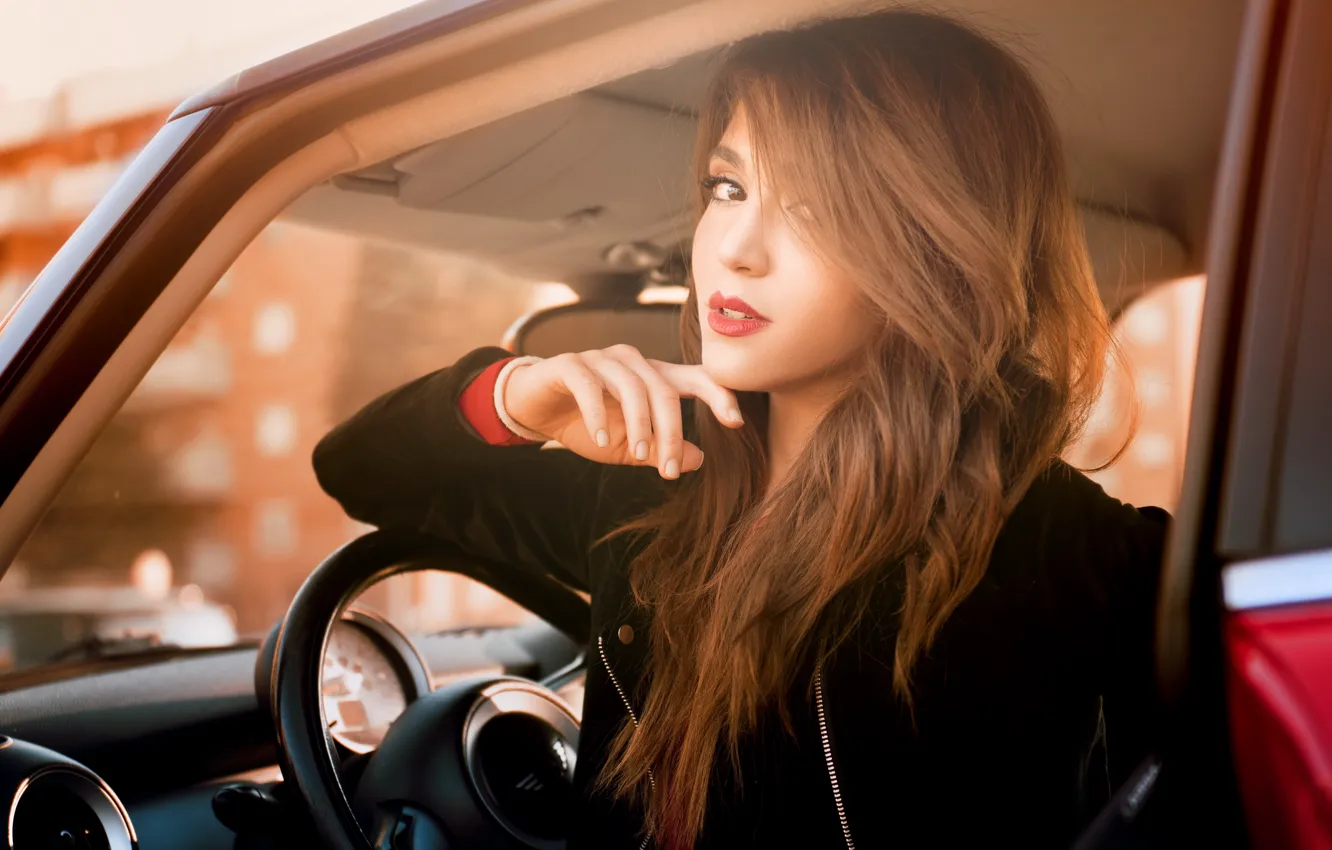 Photo wallpaper machine, girl, natty