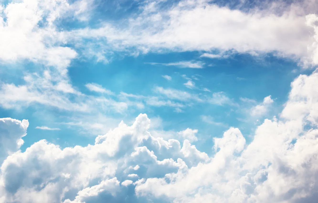 Photo wallpaper white, the sky, clouds, blue