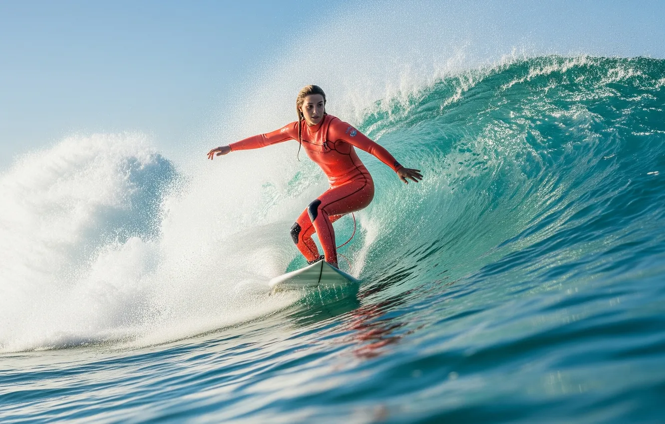 Photo wallpaper wave, girl, Wallpaper, Board, art, surfing, wallpaper, girl