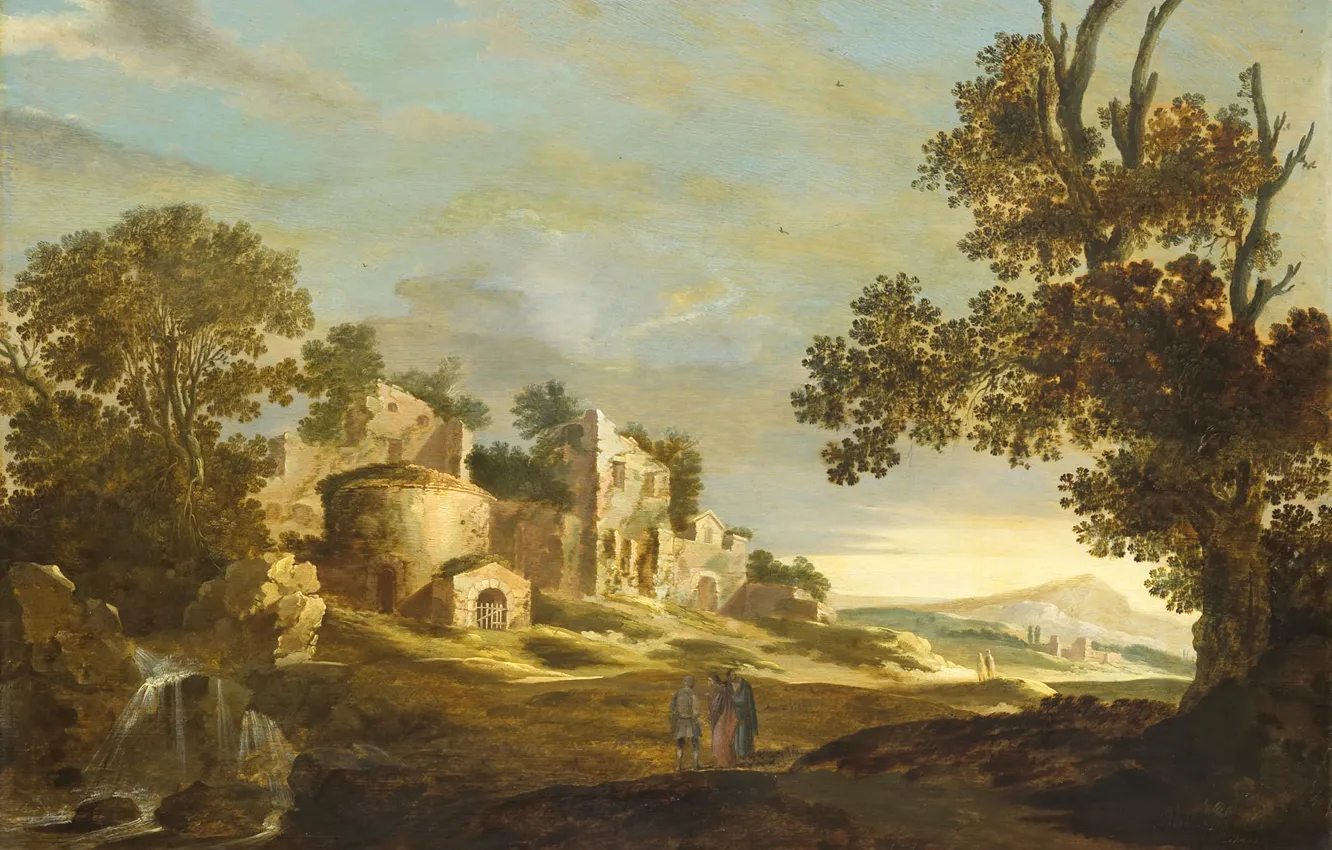 Photo wallpaper picture, Charles Cornelisz. de Hooch, Landscape with Emmaus