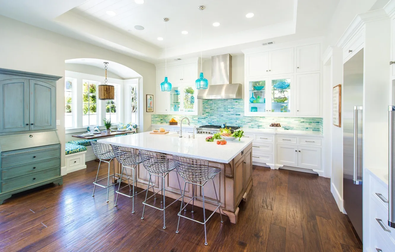 Photo wallpaper design, style, interior, dining room, bright kitchen