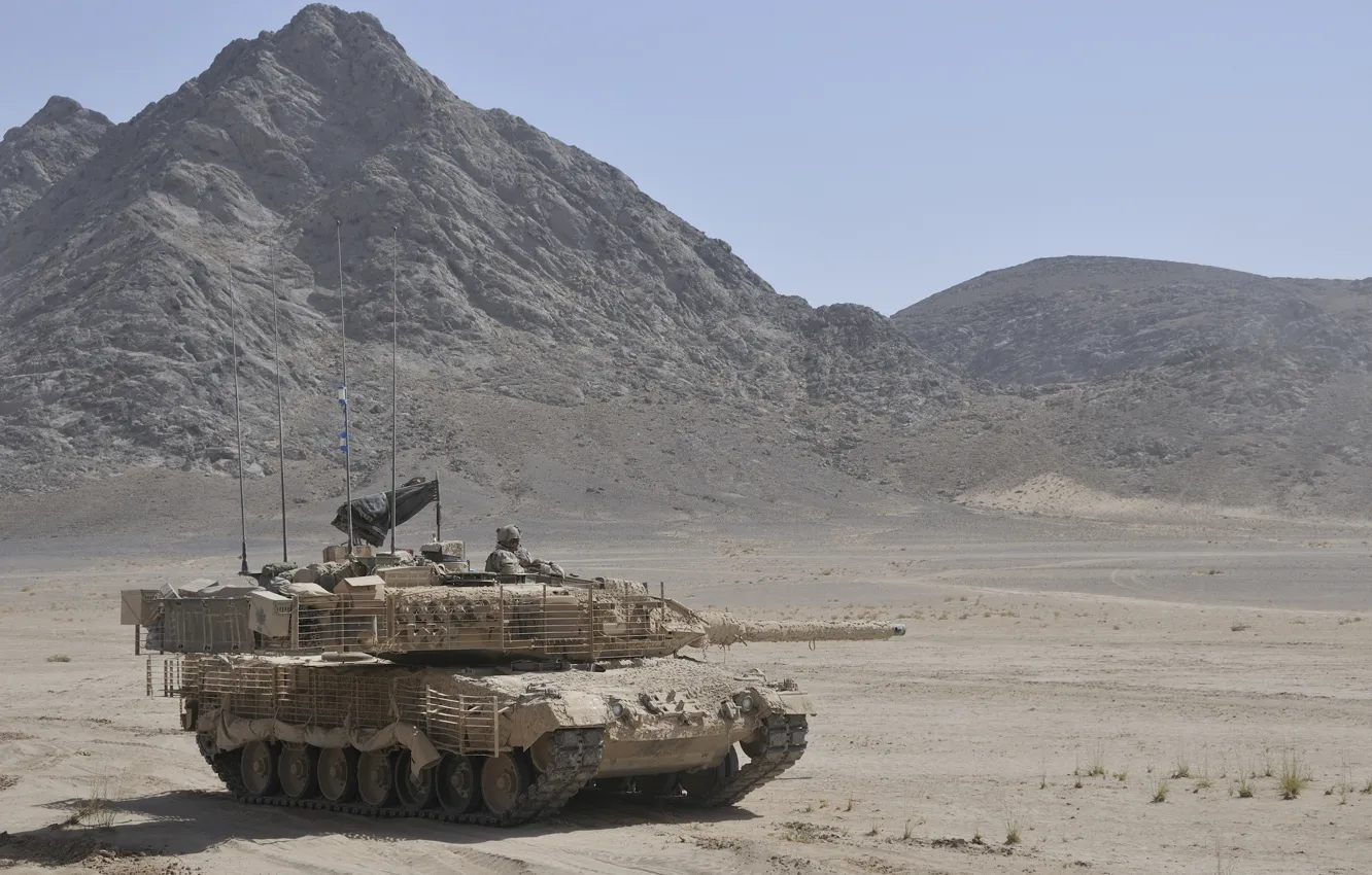 Photo wallpaper desert, tank, combat, Leopard 2A6M