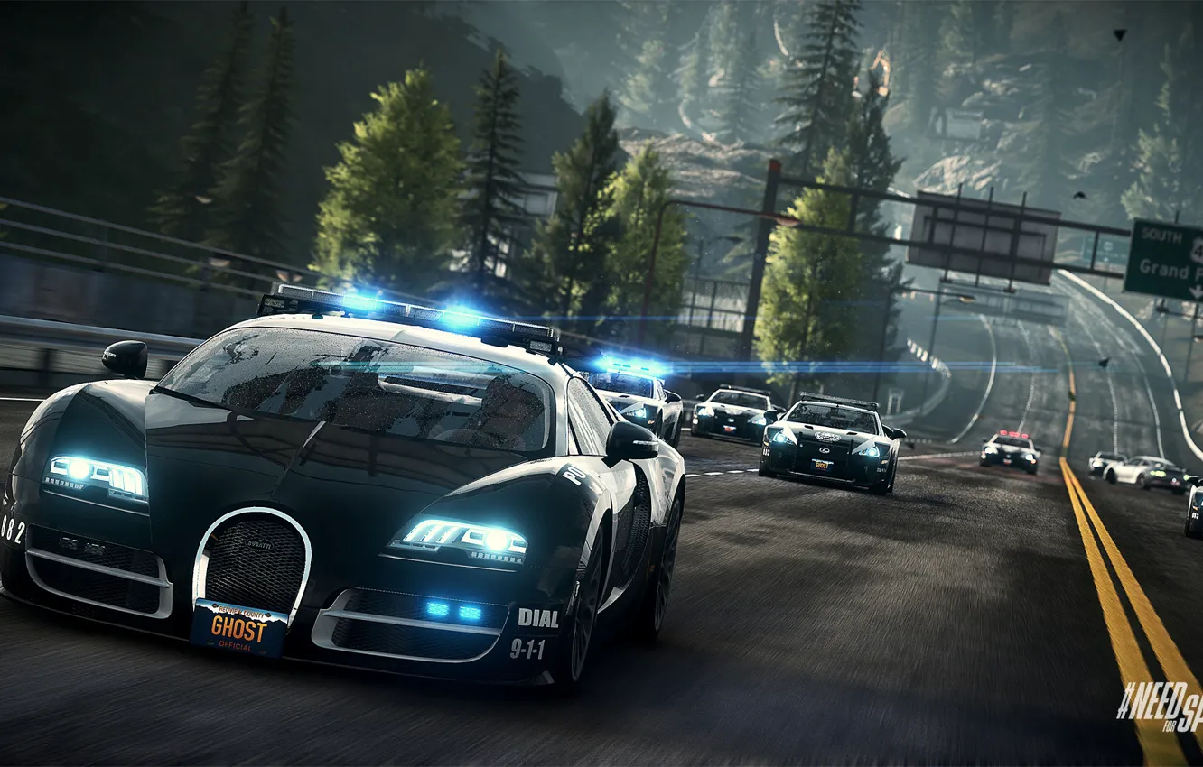 Photo wallpaper Bugatti Veyron, police, interceptor, NFS Rivals Wallpaper