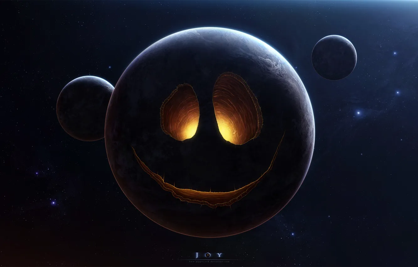 Photo wallpaper space, stars, lights, planet, smile, Nedra