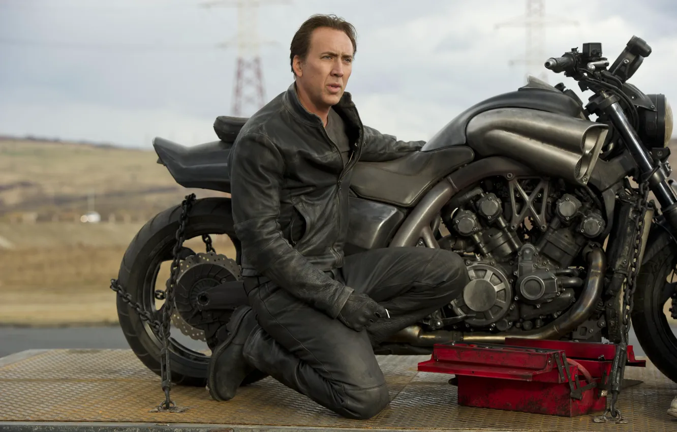 Photo wallpaper motorcycle, Nicolas Cage, Nicolas Cage, Ghost rider 2, Yamaha V max, Ghost-Rider-Spirit-of-Vengeance